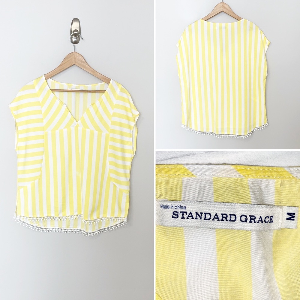 Standard Grace Striped Detailed Hi -Lo Blouse - M